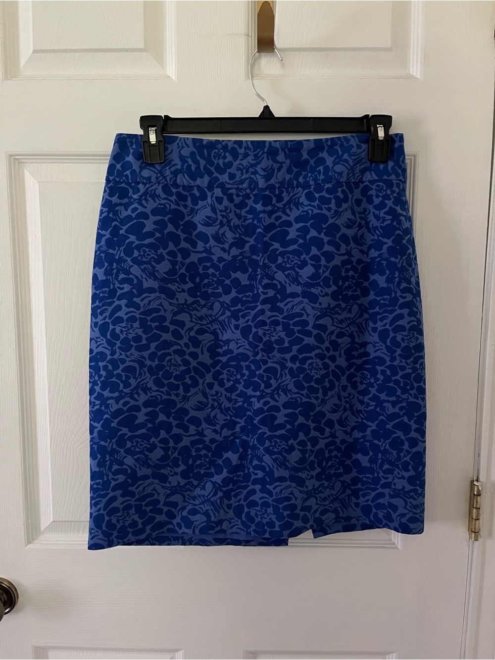 LOFT Royal Blue Floral-Print Pencil Skirt